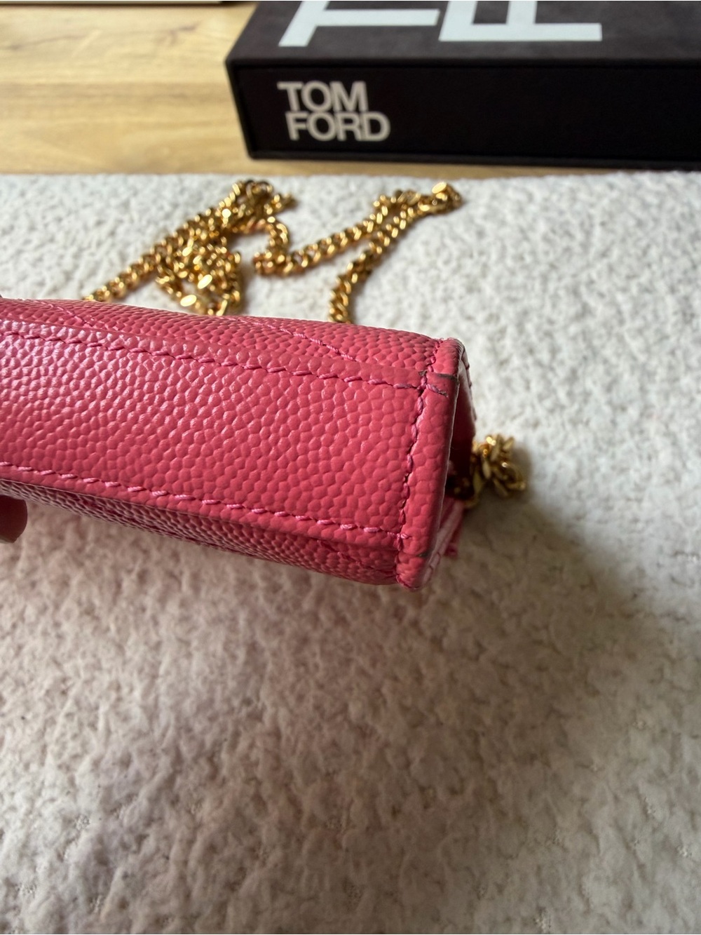 Saint Laurent Pink Cassandre Wallet on Chain Envelope Crossbody - Picture 4 of 16